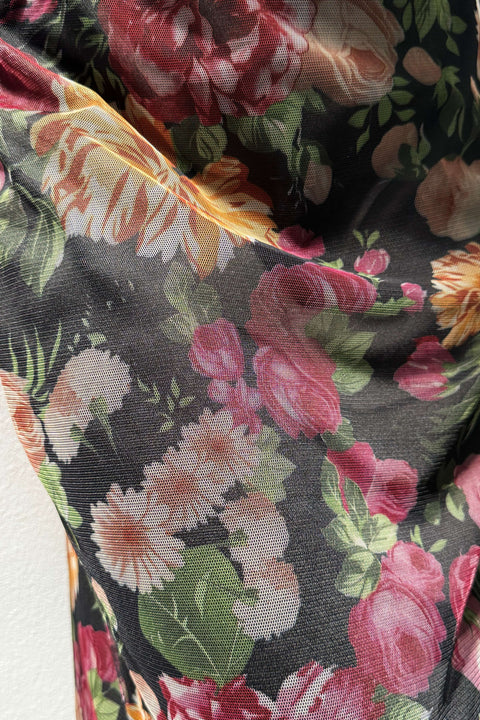 Mesh Skirt in Midnight Blossom