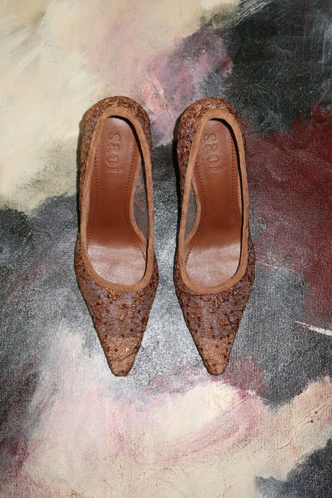 Rama Lace Heels in Golden