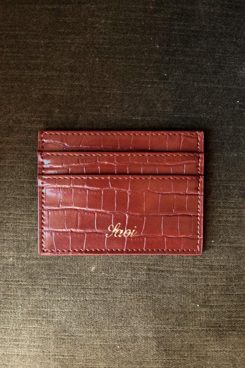 Card Holder in Croc Maple