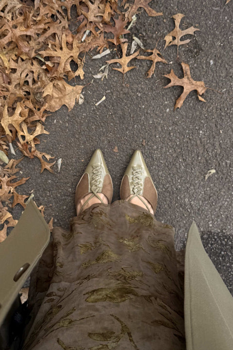 Cindy Kitten Heels in Fall Green