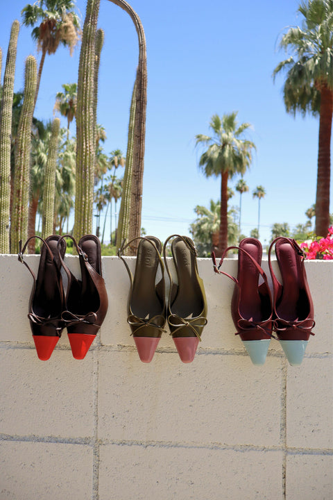 Naomi Slingback Heels in Burgundy