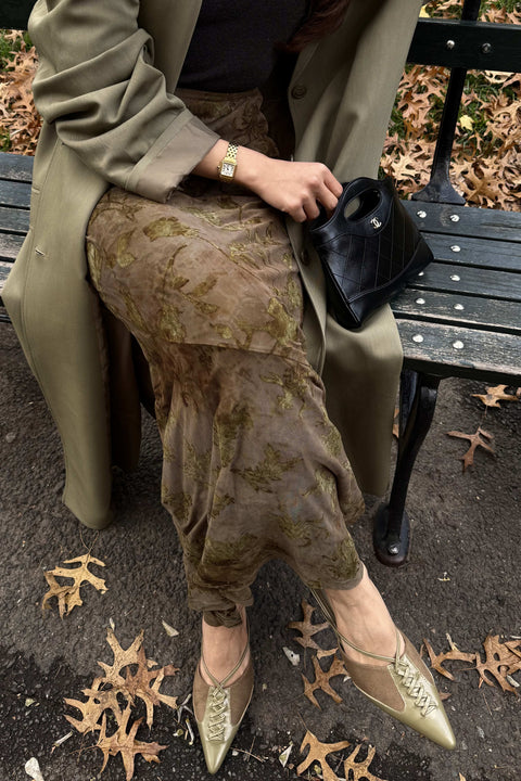 Cindy Kitten Heels in Fall Green