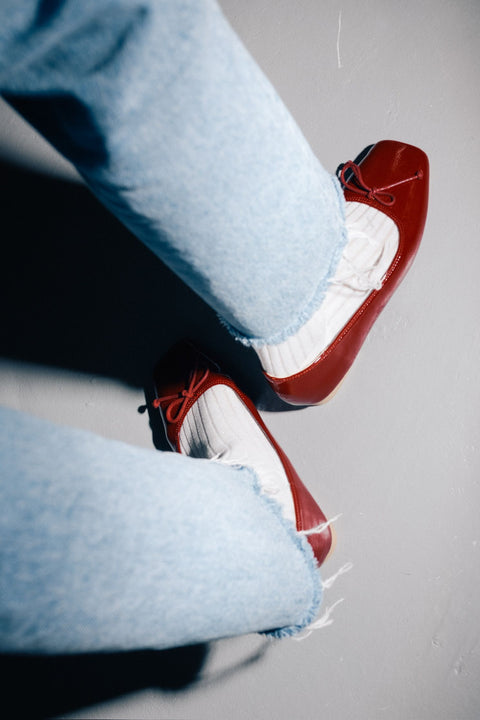 Poppy Ballet Flats in Maroon