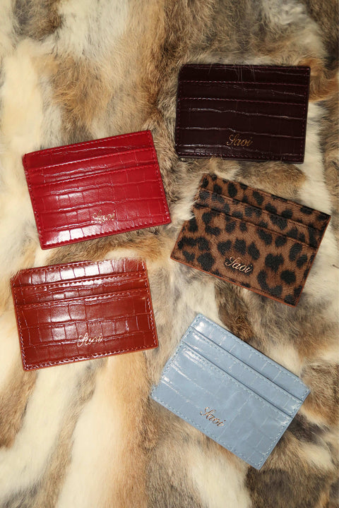 Card Holder in Croc Caramel