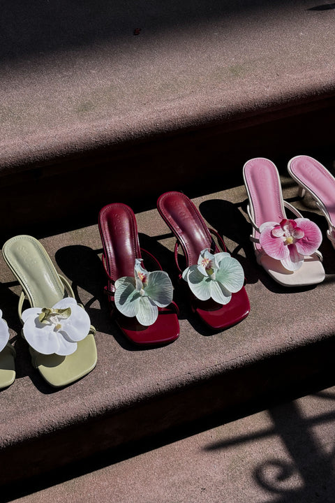 Serena Orchid Heels in Rosewood Burgundy