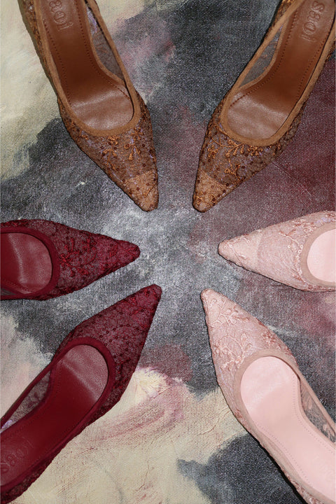 Rama Lace Heels in Pink