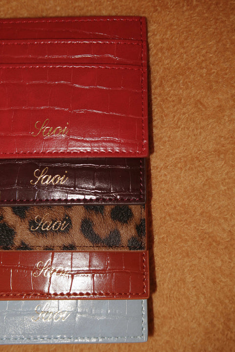 Card Holder in Croc Rogue Red
