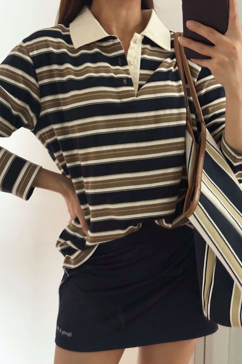 90s Longsleeves Polo in Sandy