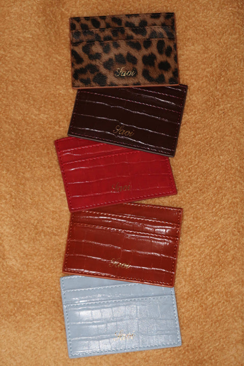 Card Holder in Croc Caramel