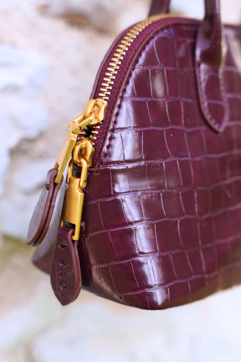 Elsa Bag in Croc Burgundy