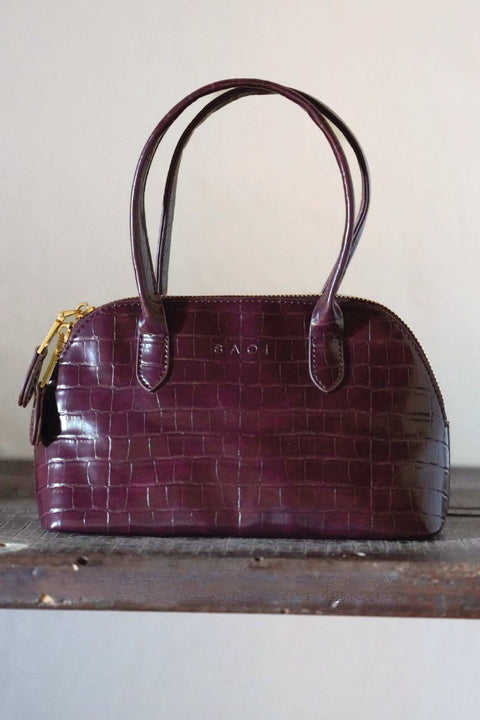 Elsa Bag in Croc Burgundy