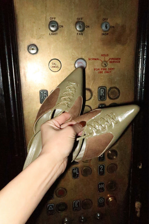 Cindy Kitten Heels in Fall Green