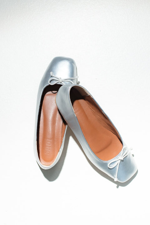 Poppy Ballet Flats in Silver