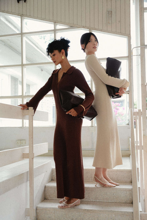 Melrose Knit Dress in Cocoa Bean