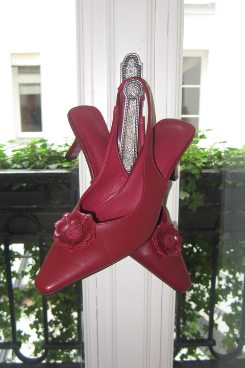 Amelie Slingback Heels in French Red