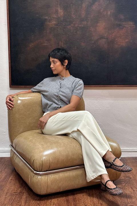 90s Short Sleeve Cardigan in Grey