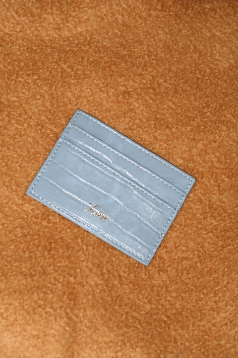 Card Holder in Croc French Blue