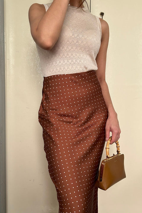 Lola Polka Maxi Skirt in Praline