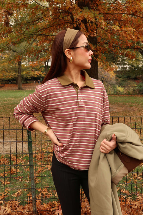 90s Longsleeves Polo in Fig