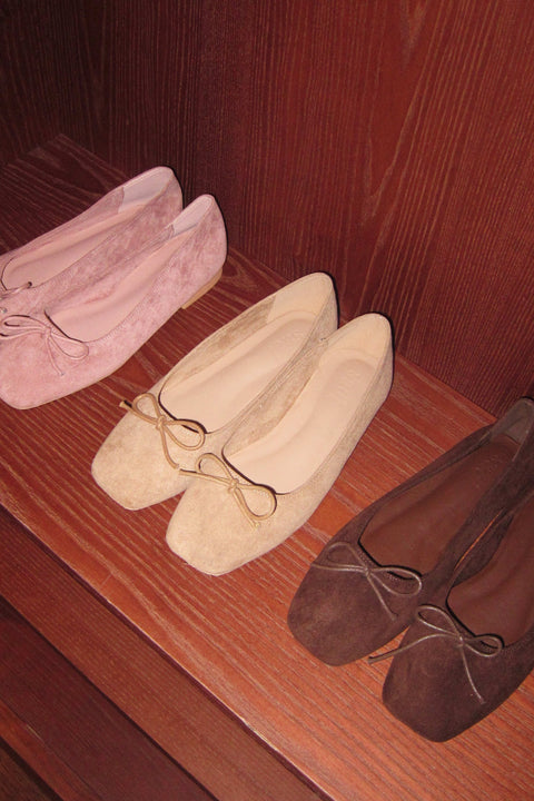 Poppy Ballet Flats in Maple Suede