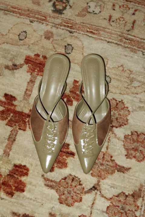 Cindy Kitten Heels in Fall Green
