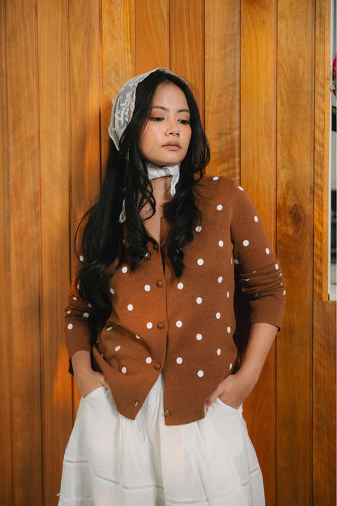 90s Cardigan in Polka Brown