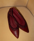 Pair of red wine flats with pointy 