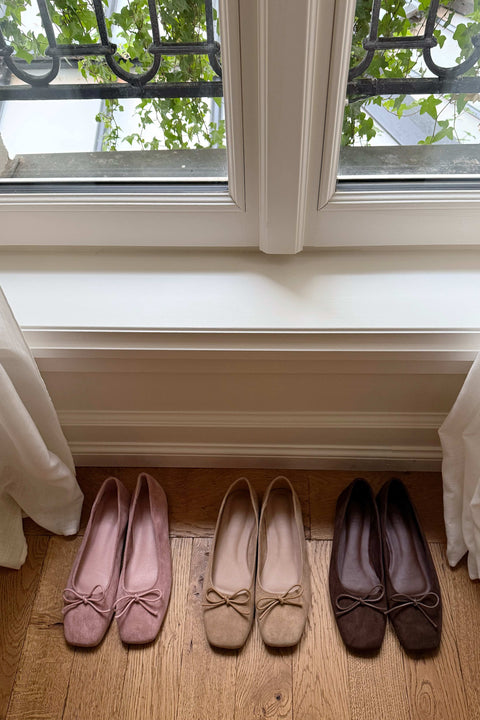 Poppy Ballet Flats in Maple Suede