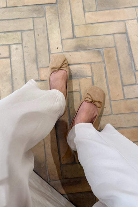 Poppy Ballet Flats in Maple Suede