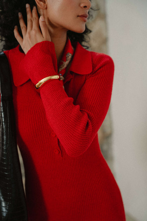 Melrose Knit Dress in Rouge Red