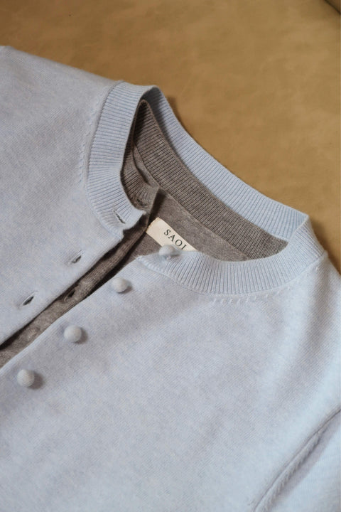 90s Short Sleeve Cardigan in Baby Blue