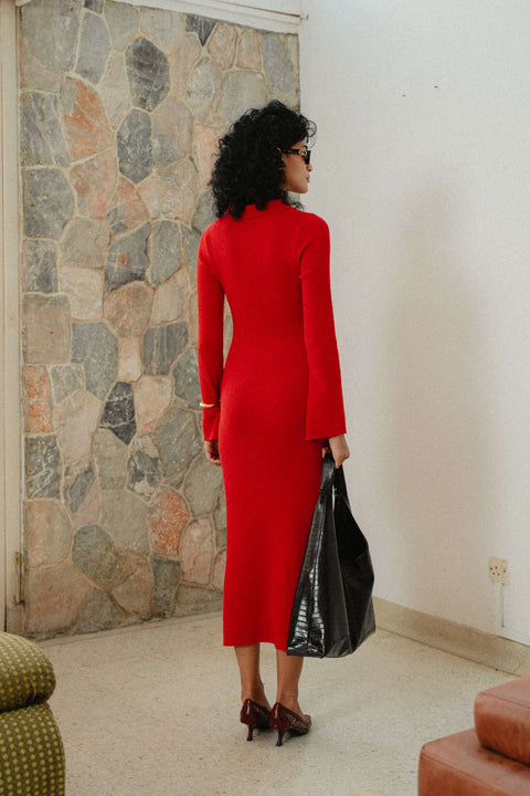 Melrose Knit Dress in Rouge Red
