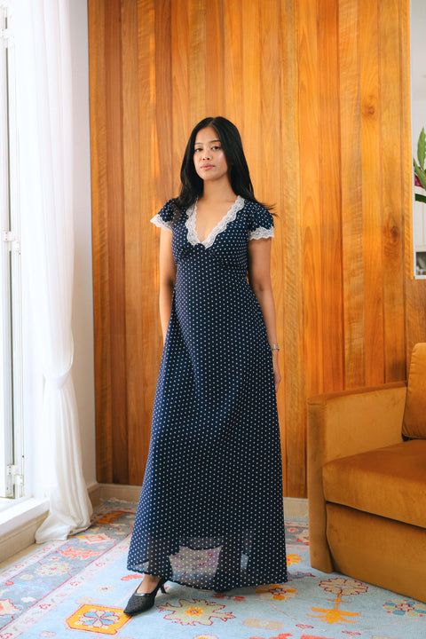 Audrey Long Dress in Midnight Blue