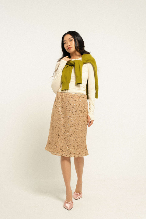 Sequin Skirt in Gold Souk