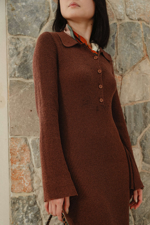 Melrose Knit Dress in Cocoa Bean