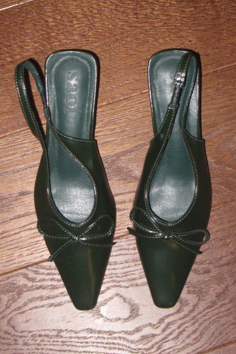 Annie Slingback Heels in Fall Green