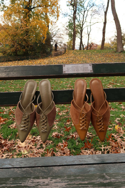 Cindy Kitten Heels in Fall Green