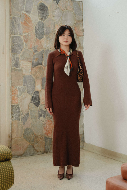 Melrose Knit Dress in Cocoa Bean