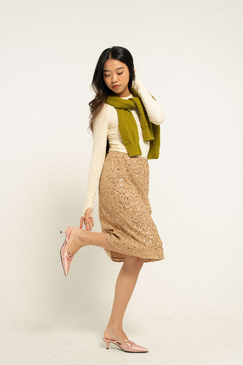 Sequin Skirt in Gold Souk