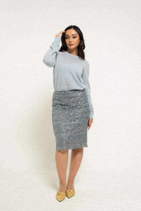 Sequin Skirt in Sicily Blue