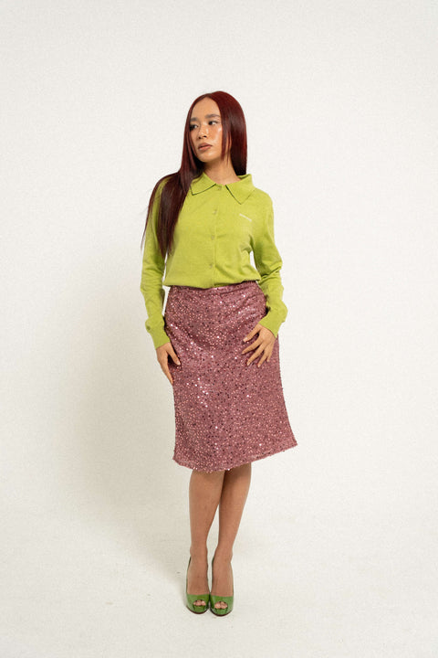 Sequin Skirt in Ruby