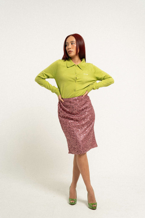 Sequin Skirt in Ruby