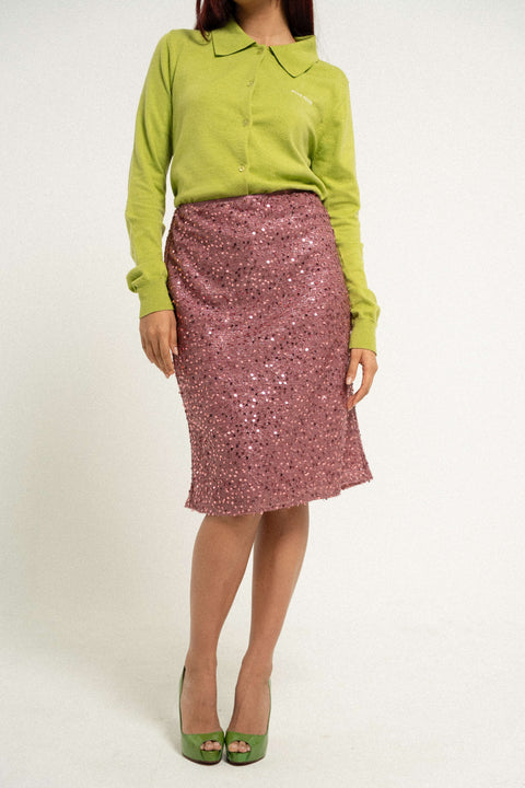 Sequin Skirt in Ruby