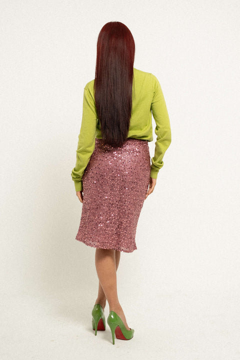 Sequin Skirt in Ruby