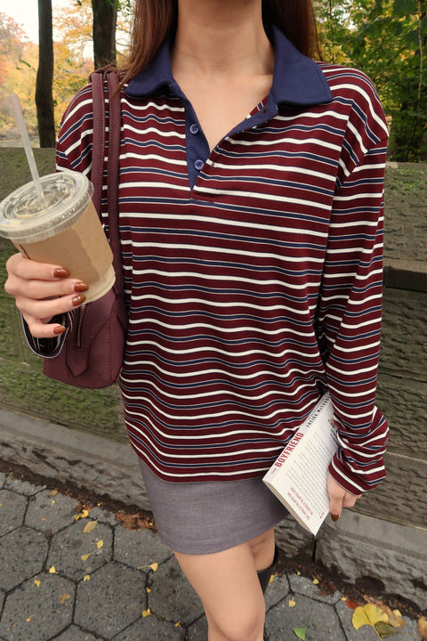 90s Longsleeves Polo in Yankees Blue