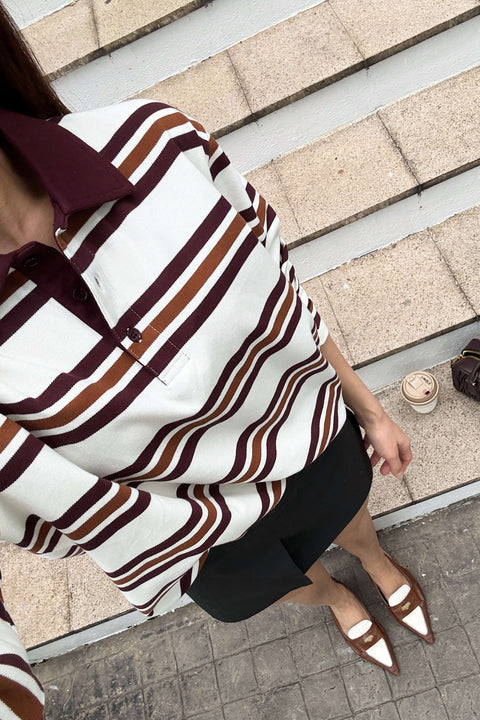 90s Longsleeves Polo in Terracotta