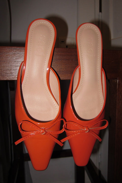 Lola Kitten Heels in Papaya Orange