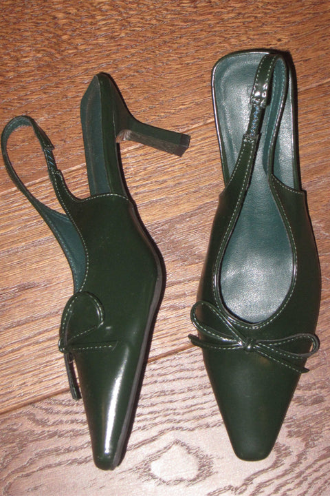 Annie Slingback Heels in Fall Green