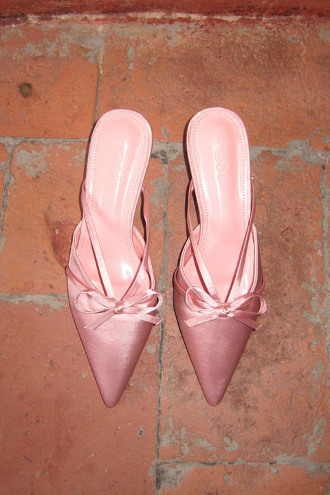 Amor Satin Heels in Pink Salt