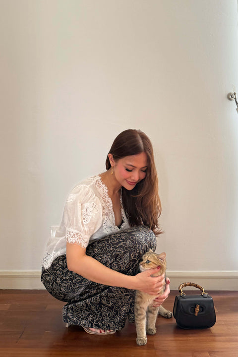 Charlotte Satin Skirt in Jade Black